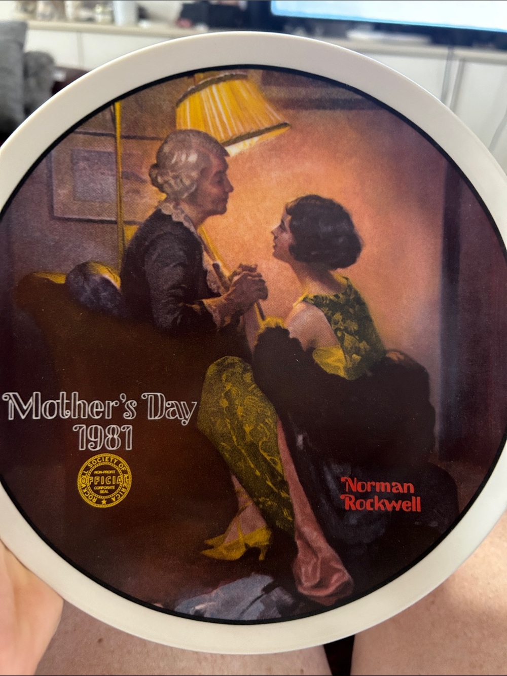 Norman Rockwell Mother's Day 1981 Decorative Wall Art - Brown & Yellow